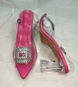 Rhinestone Clear Strap Glass Heels