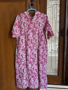 Pink Face Print Kurta