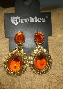 Orange  rhinestone earrings