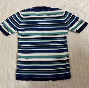 Striped V-Neck Button-Up Top in new conditio