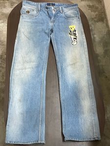 Light Wash Denim Jeans with Bear Patch
