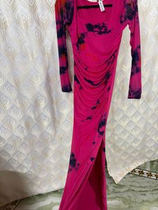 Vibrant Pink Tie-Dye Maxi Dress