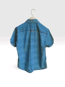 Blue Printed Short Sleeve Shirt
