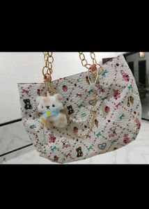 Cute White Teddy Bear Pattern Handbag