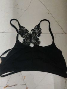 Black Lace Trim Bodysuit