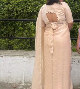 beautiful beige ready to wear saare(2 minute)