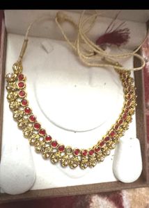 Elegant Indian Necklace with Red Stones