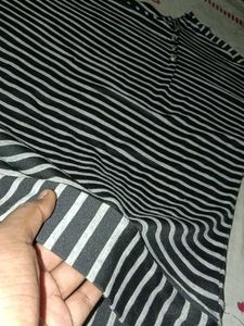 Black &amp; White Striped Dolman Sleeve T-Shirt