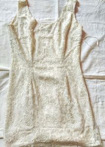 White &amp; Silver Lace Short Bodycon Dress