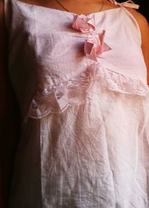 Feminine Pink Sleep Dress with Lace Trim