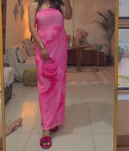 Vibrant Pink Tie-Dye Maxi Dress