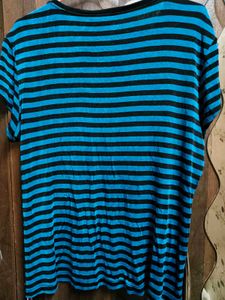 ADDITIONS by CHICO'S Striped V-Neck T-Shirt - Supe