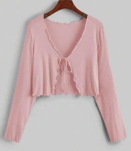 Cute Pink Tie-Front Cardigan
