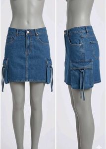Blue Denim Cargo Mini Skirt