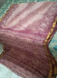 Brand New bandhani cotton silk saree set