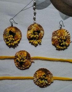 Yellow Floral Haldi Jewellery Set