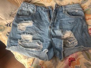 Distressed Denim Shorts