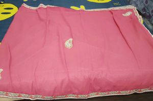 Elegant Pink &amp; Beige Embellished Saree