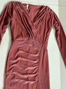 Dusty Rose Velvet A-Line Maxi dress