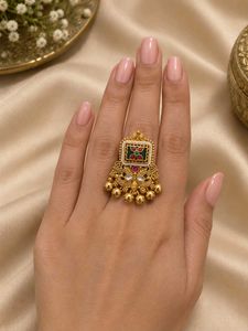 Exquisite Gold Toned Ring with Bells