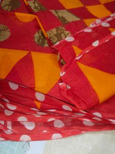 Vibrant red and Orange Saree