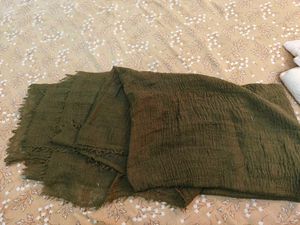 Chic Dupatta Set - Olive Green &amp; Cream