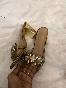 Sparkly Gold Jeweled Mules