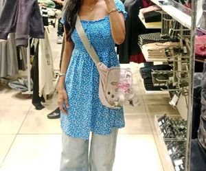 Blue Floral Print Summer Dress