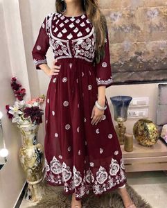 Maroon georgette chikankari kurti