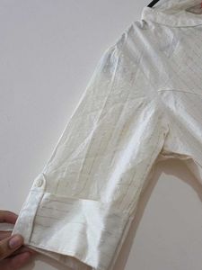 size-xs Fusion White Kurta with Subtle Sparkle