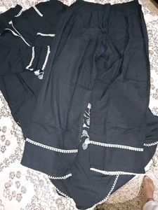 Elegant Black Kurta with White Floral Embroidery