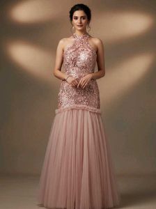combo of saree and halter neck dreas