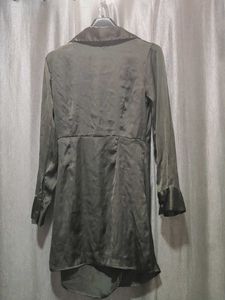 Elegant Satin Ruched Wrap Dress