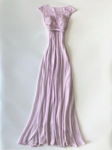 Elegant Lilac Lace Maxi Dress