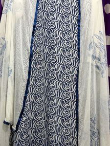 Mix white and Blue cotton kurta set