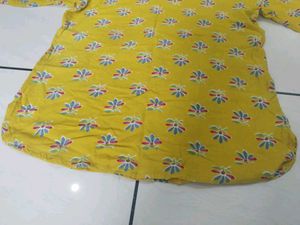 Yellow Floral Print Kurta