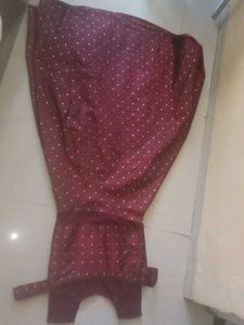 Elegant Maroon Polka Dot Gown