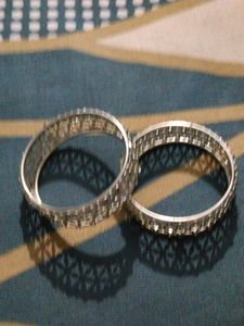 Elegant Silver Filigree Bangles (Pair)