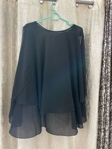 Chic Black Layered Chiffon Top