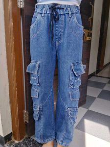 Women's Blue Cargo Jeans
