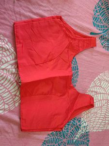 Solid Red Sleeveless Blouse- Pad removed