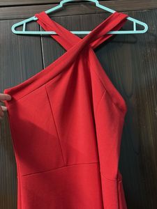 Chic Red Halter Neck Dress