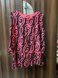 Pink & Black Print Sleeveless Top