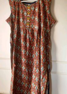 Ikkat Pattern Embroidered real mirror work