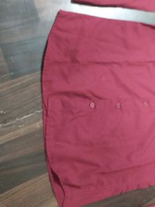 Maroon Long Sleeve Button-Up Shirt