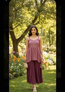 Pink Sequin Top & Sharara Set