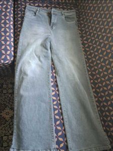 Grey Wide-Leg Jeans with top