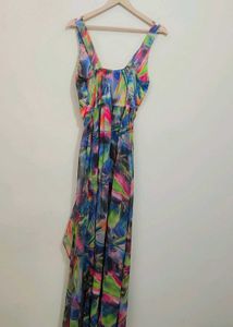 Multi Color Printed Long Dress For 34 Bust