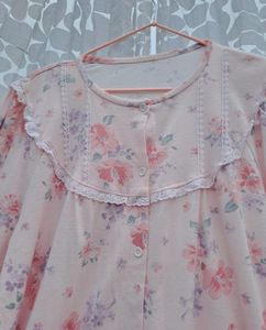 Floral Pink Night suit Set