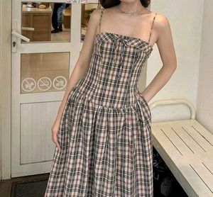 y2k Vintage Plaid Spaghetti Strap Dress